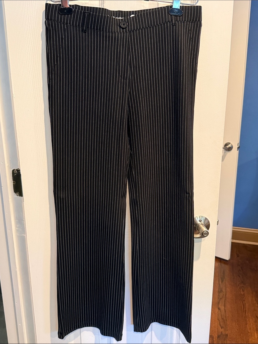 Betabrand Black with White Pinstripe Trousers
